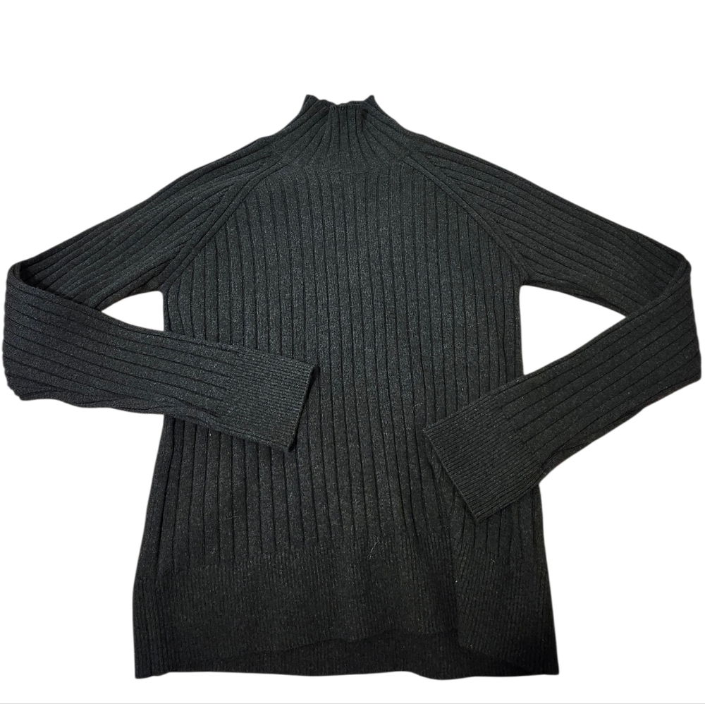 Faherty Women's Ribbed Charcoal Grey Sweater - S (Damaged)